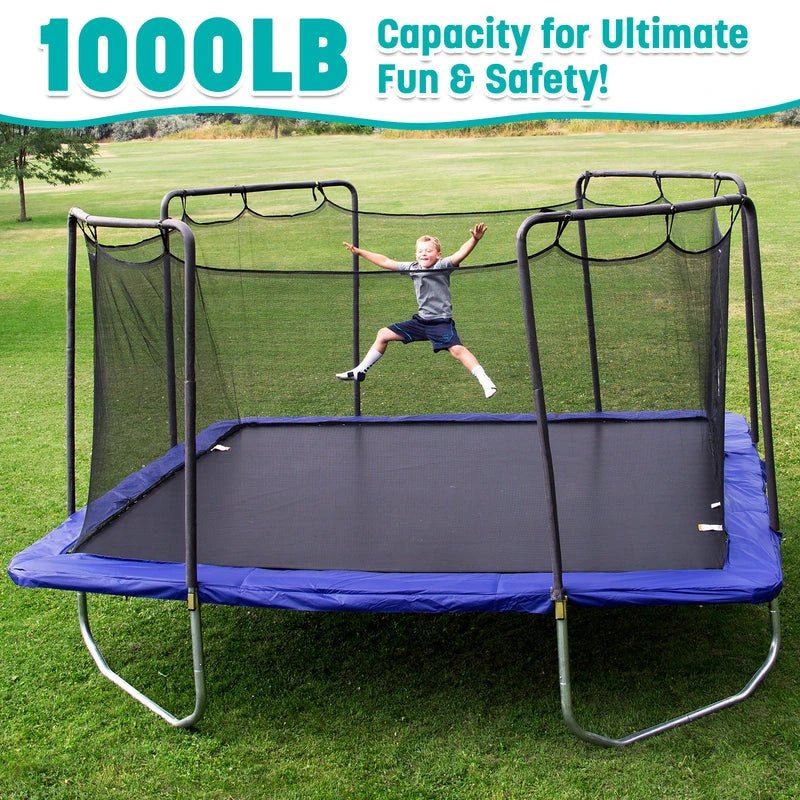 Trampolines 15′ x 15′ Square Trampoline with Safety Enclosure Net – Blue Heavy-Duty Outdoor Trampoline for Kids & Adults, Rust-Resistant Steel Frame - Image 6