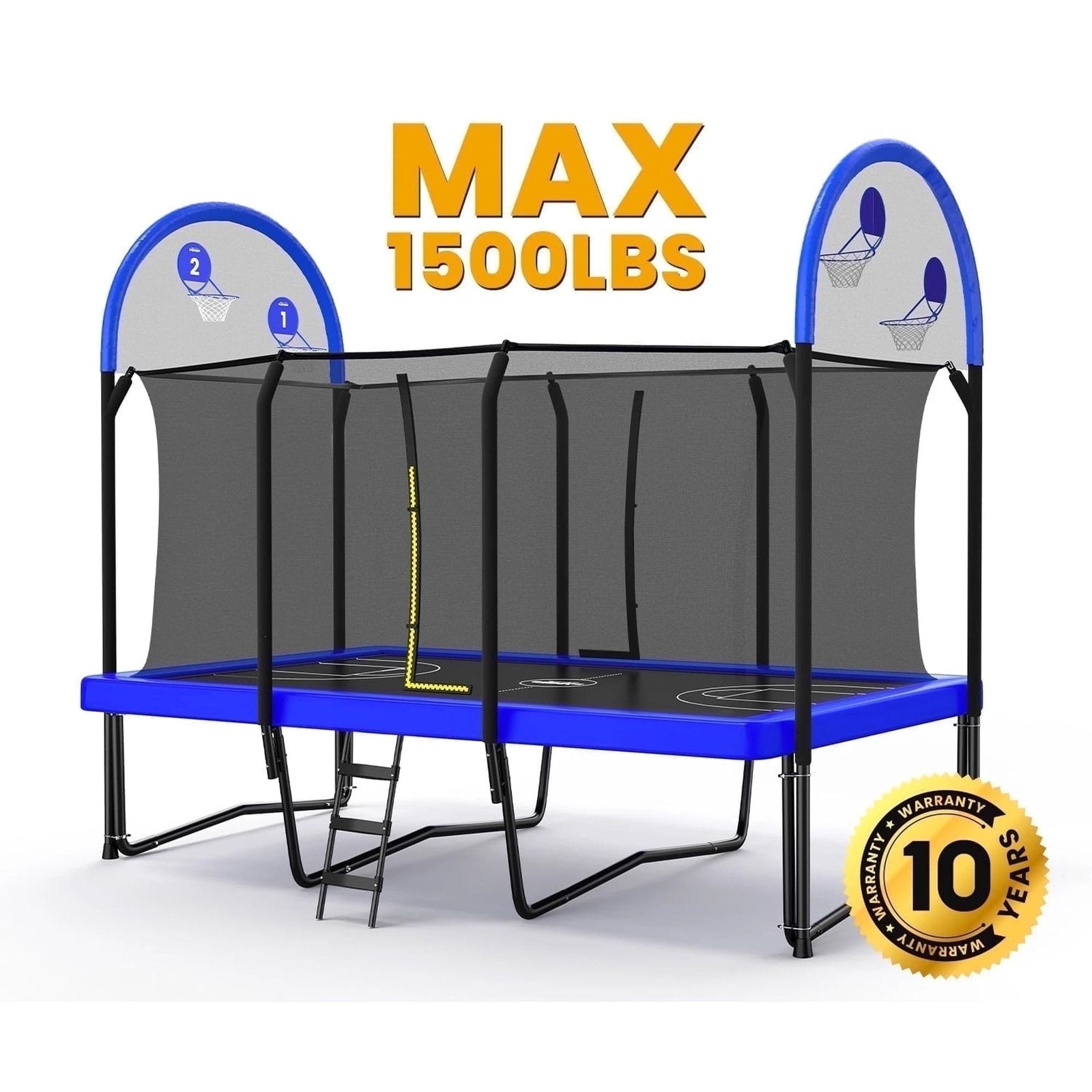 Weight Capacity Rectangle Trampoline Basketball Hoop 10x17FT 9X15FT 8X14FT Outdoor Square Gymnastics Trampolines for Kids Adults