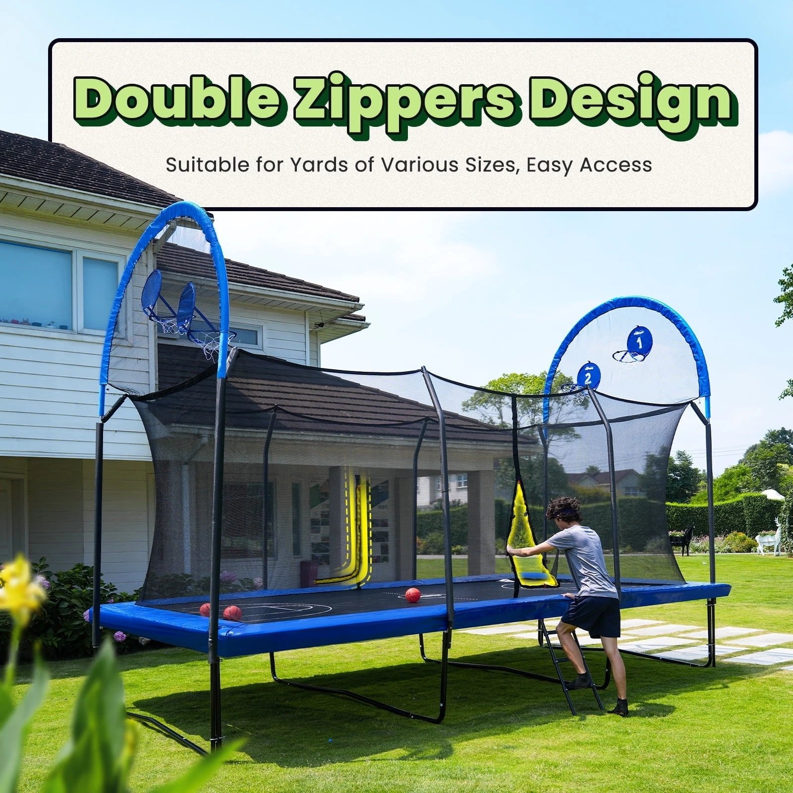 Weight Capacity Rectangle Trampoline Basketball Hoop 10x17FT 9X15FT 8X14FT Outdoor Square Gymnastics Trampolines for Kids Adults - Image 7