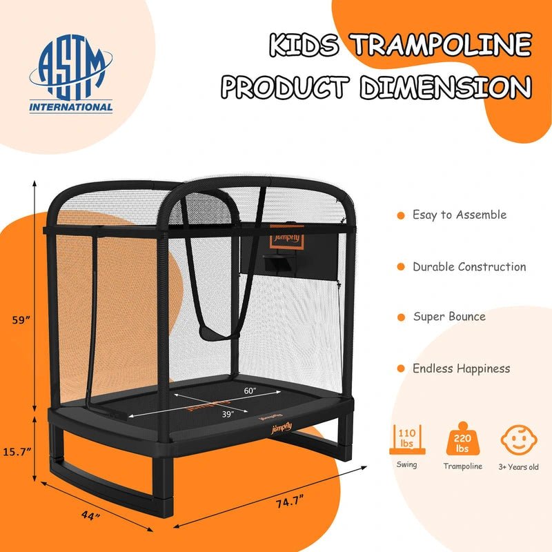 6FT Toddler Trampoline for Kids with Swing