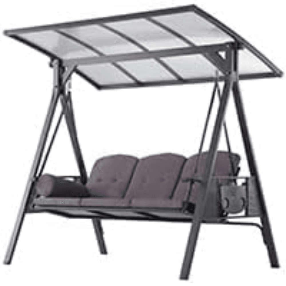 PURPLE LEAF 3-seat Outdoor Patio Porch Swing Adjustable Backrest, Cushions and Pillow Included - Image 8