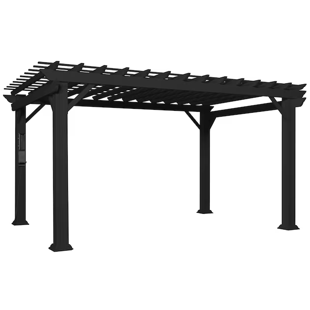 Stratford 14 Ft. X 10 Ft. Black Steel Traditional Pergola with Sail Shade Soft Canopy - Image 2