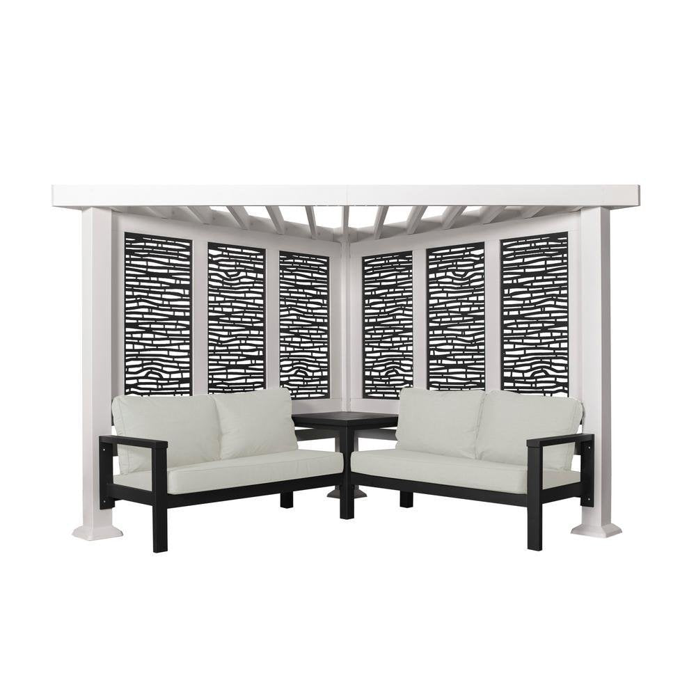 8 Ft. X 8 Ft. White Steel Modern Cabana Pergola with Conversation Seating in Pumice - Image 8