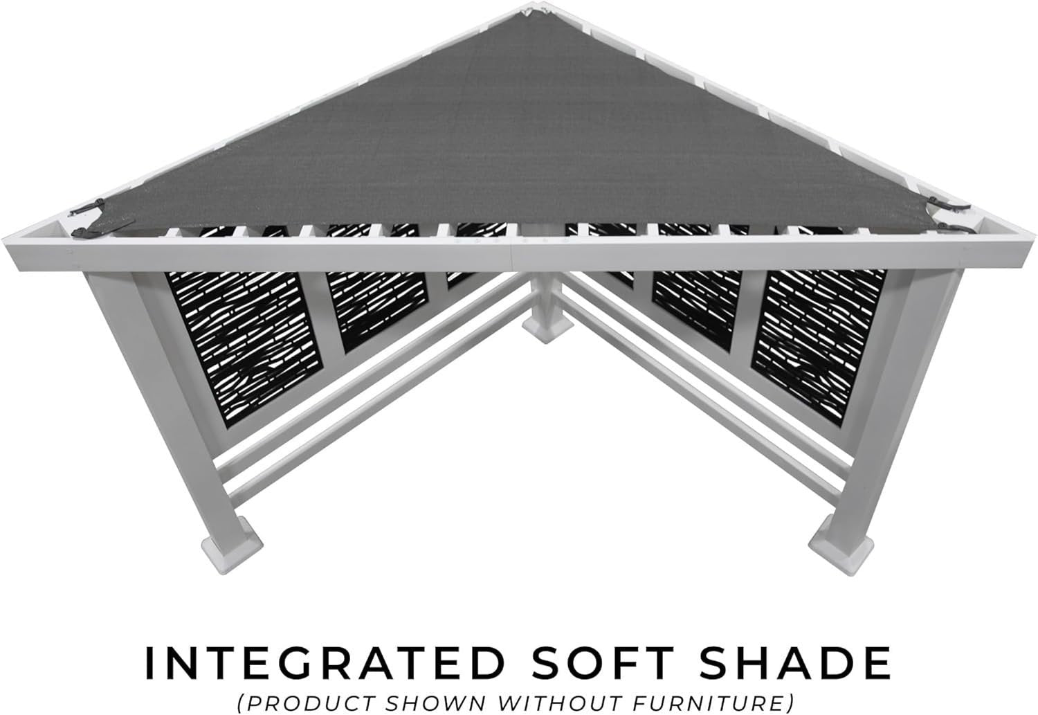 8 Ft. X 8 Ft. White Steel Modern Cabana Pergola with Conversation Seating in Pumice - Image 3