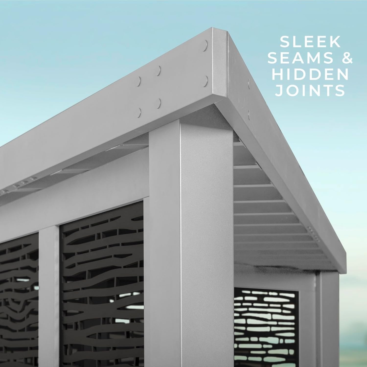 8 Ft. X 8 Ft. White Steel Modern Cabana Pergola with Conversation Seating in Pumice - Image 5