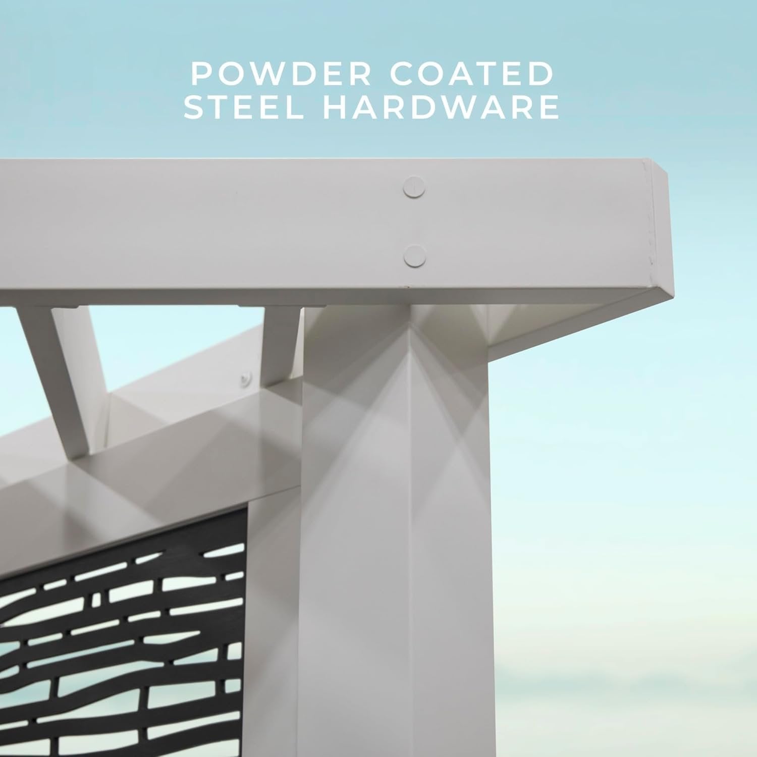 8 Ft. X 8 Ft. White Steel Modern Cabana Pergola with Conversation Seating in Pumice - Image 7