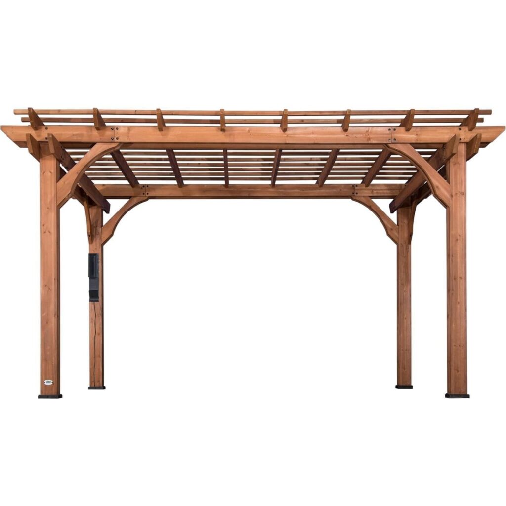 14′ X 10′ Somerville Pergola W/ Electric – Dark Walnut DIY