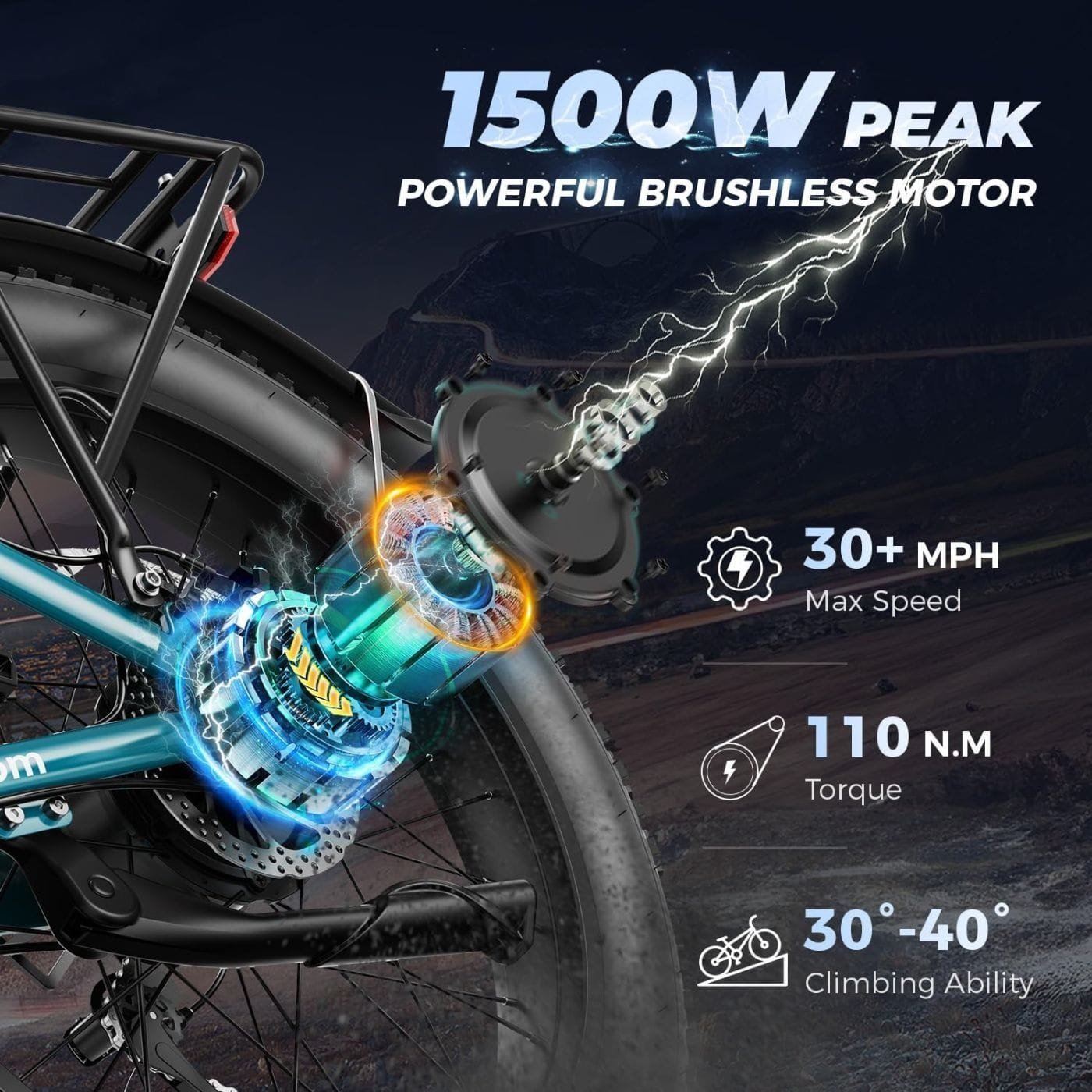 Electric Mountain Bike – 1500W, 30MPH, 26″ Fat Tires - Image 2
