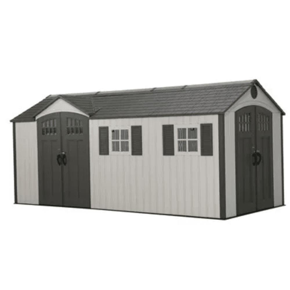 8′ x 17.5′ Outdoor Storage Shed Dual Entry, Tan