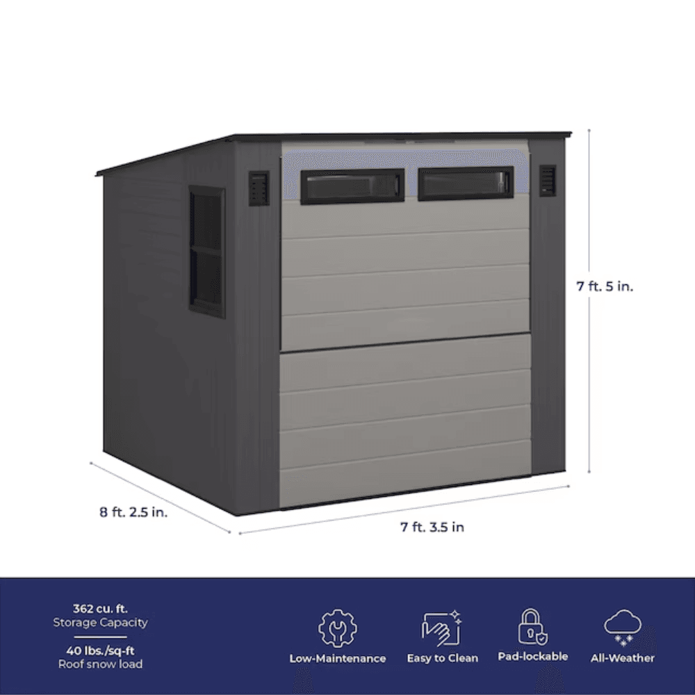 Suncast Cabana Entertainment Shed 8 ft. x 7 ft. Resin Storage Shed (Floor Included) - Image 4