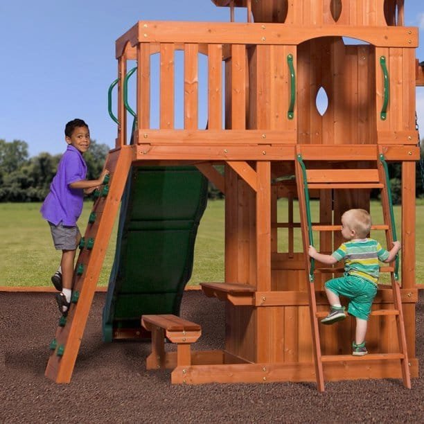Wooden Swing Set with Playhouse and Snack Stand - Image 3