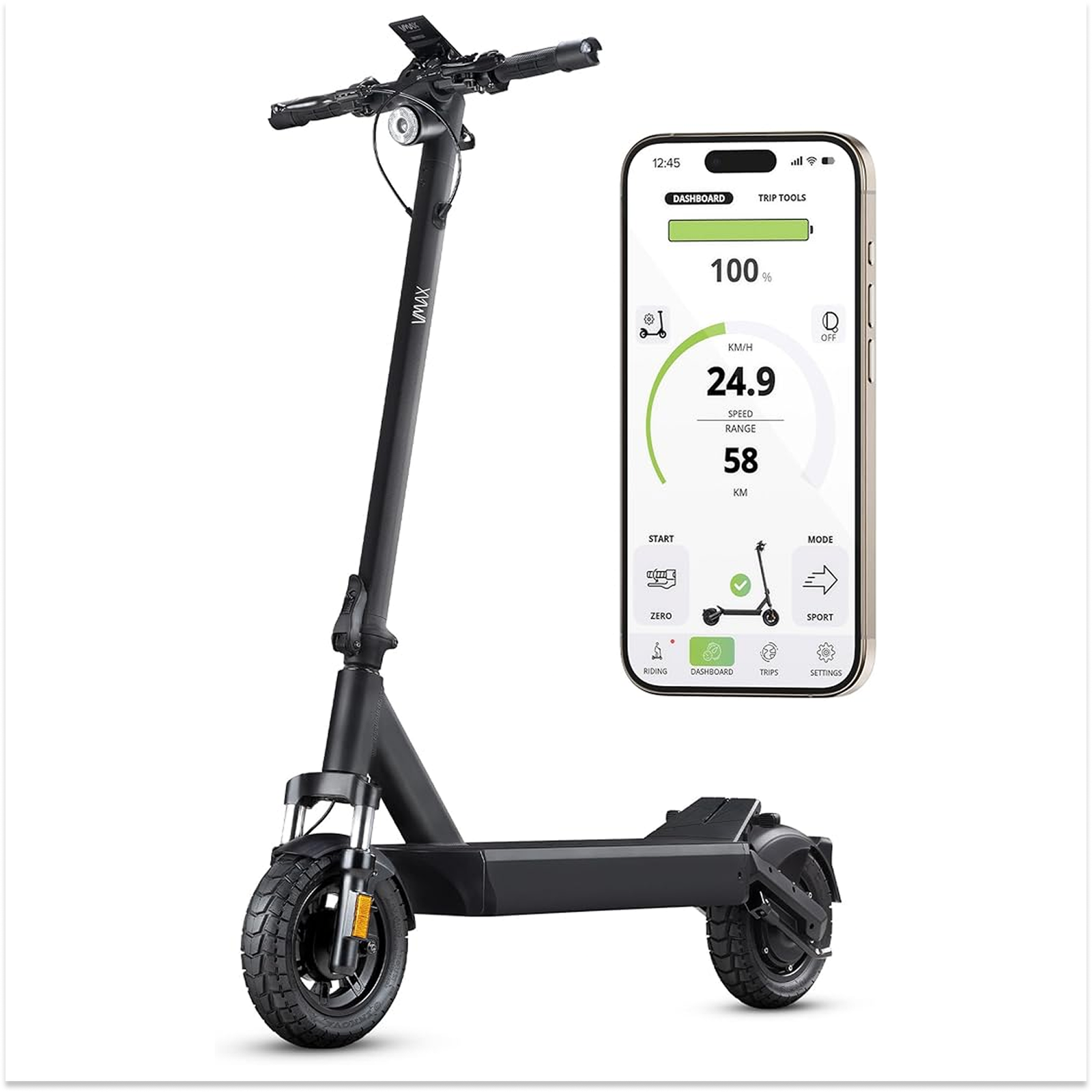 Electric Scooter with Dual Suspension and TFT Display