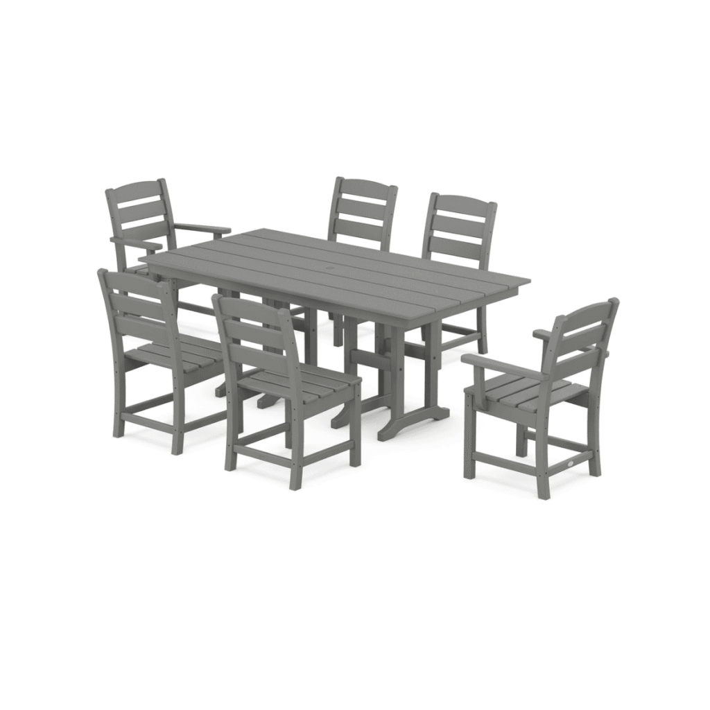 Lakeside 7-Piece Farmhouse Dining Set – Slate Grey