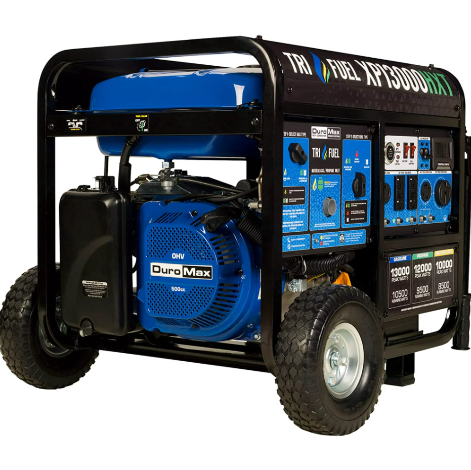 DuroMax XP13000HXT 13,000 Watt Electric Start Tri-Fuel Natural Gas/Propane/Gas Powered Portable Generator w/ CO Alert - Image 5