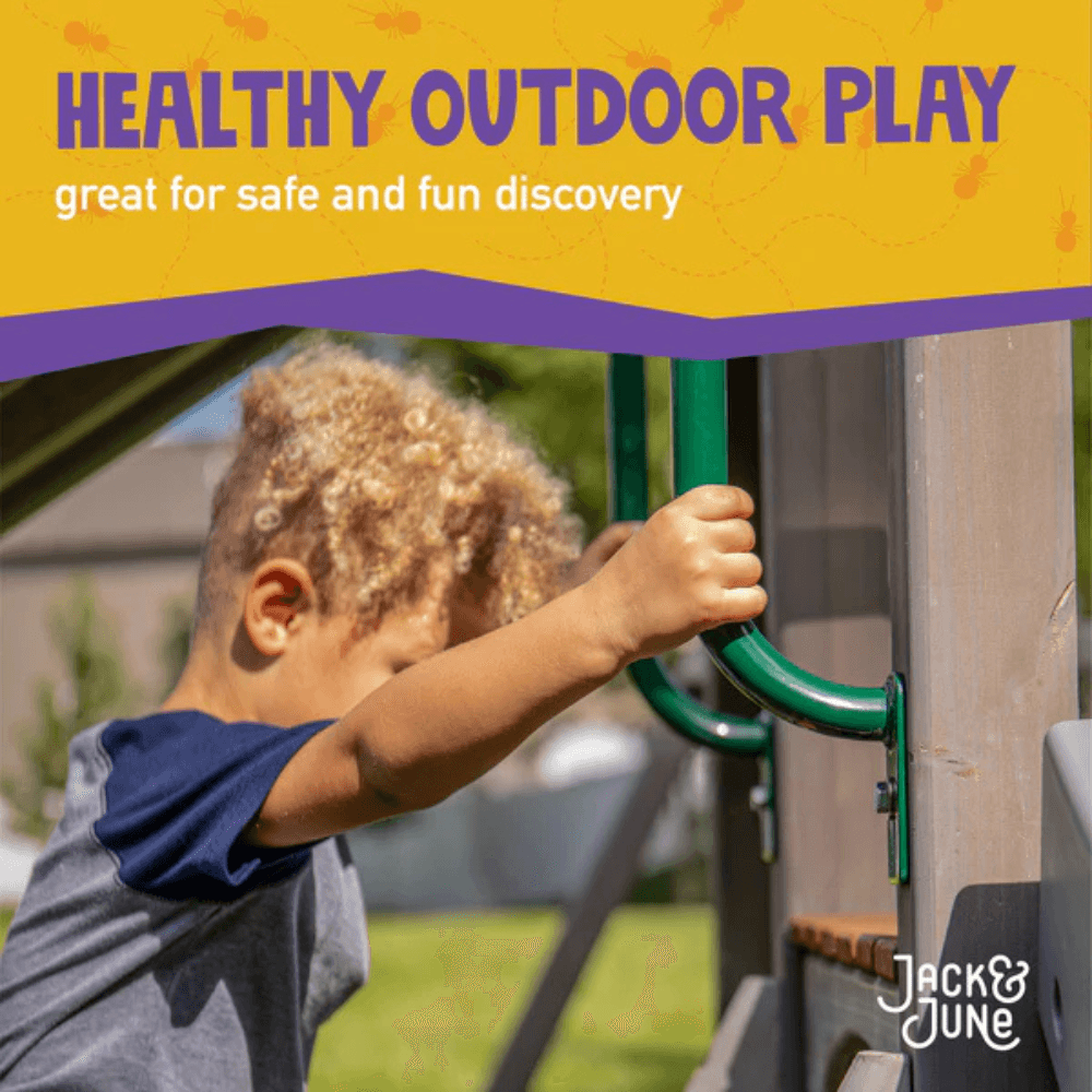 Wooden Swing Set with Rock Wall and Playhouse - Image 3