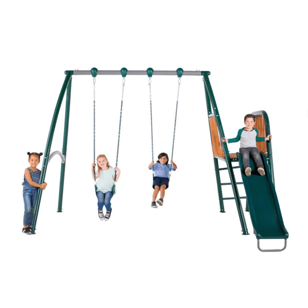 Sportspower Alta Oaks 10′ Heavy Duty Swing Set with Lifetime Warranty on 6′ Double Wall Slide - Image 8