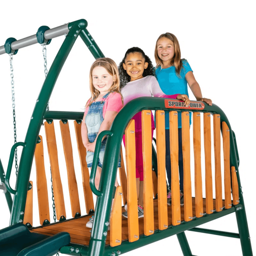 Sportspower Alta Oaks 10′ Heavy Duty Swing Set with Lifetime Warranty on 6′ Double Wall Slide - Image 2