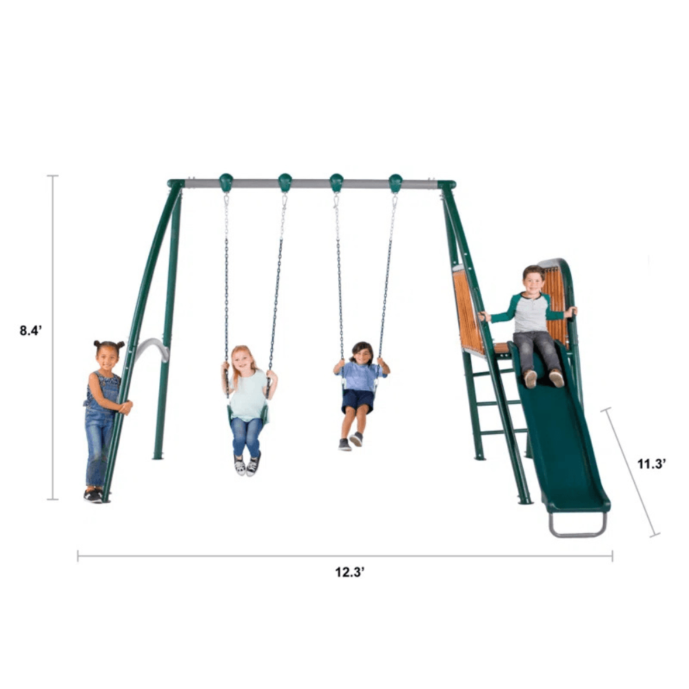 Sportspower Alta Oaks 10′ Heavy Duty Swing Set with Lifetime Warranty on 6′ Double Wall Slide - Image 3