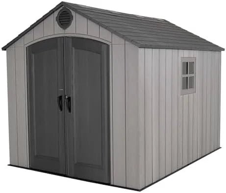 Outdoor Storage Shed, 8 x 10 Foot, Grays