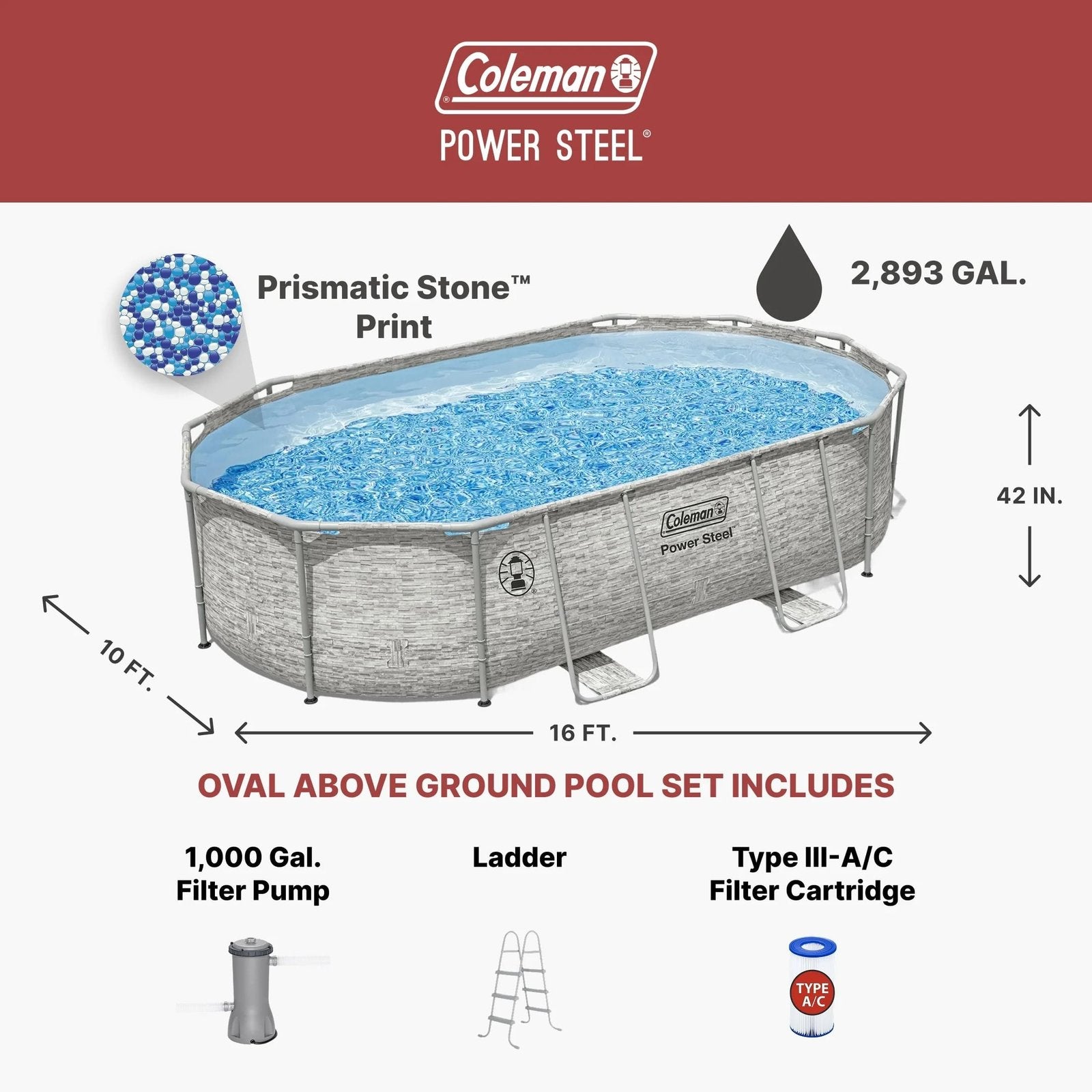 16 ft × 10 ft × 42 in Oval Above Ground Pool Set - Image 5