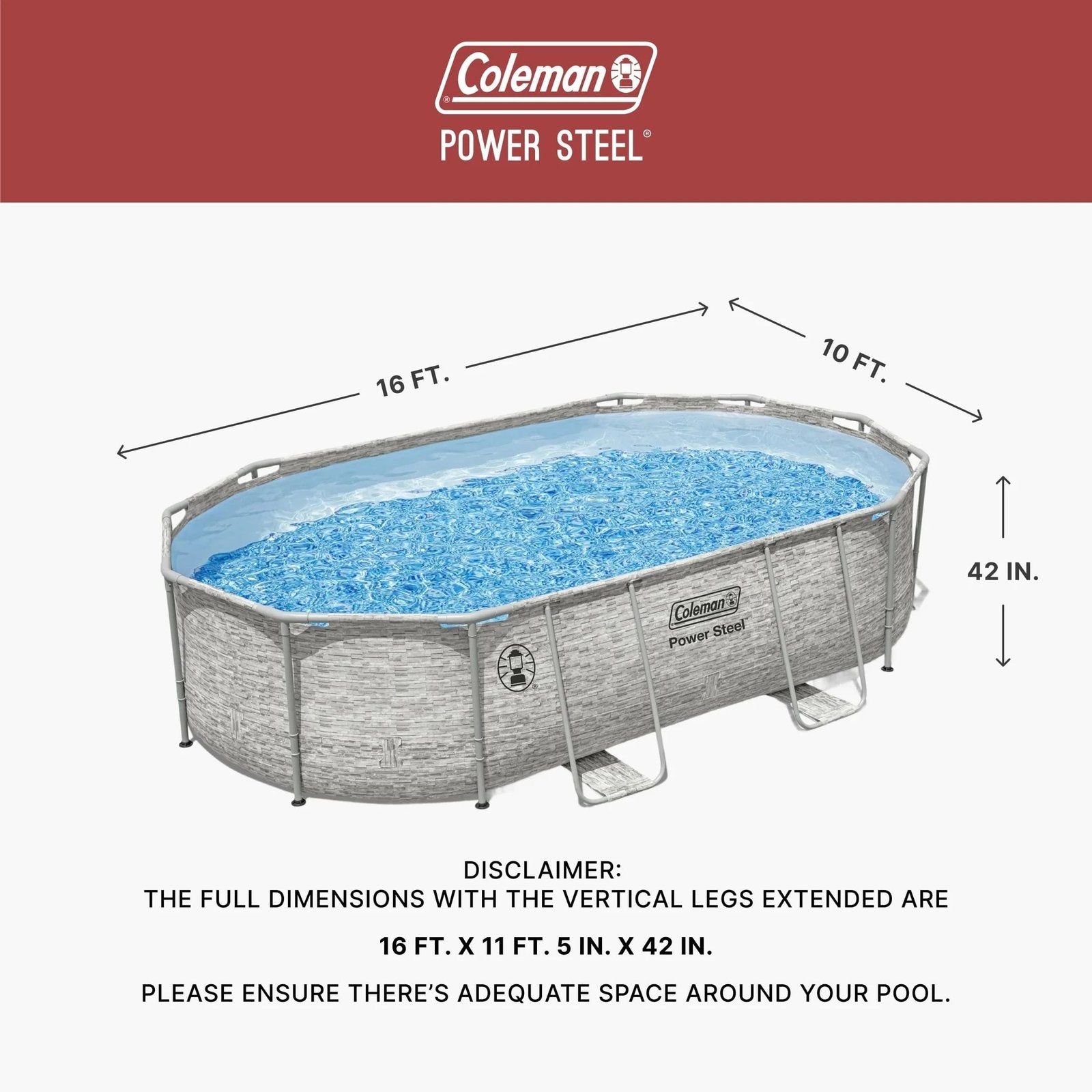 16 ft × 10 ft × 42 in Oval Above Ground Pool Set - Image 2