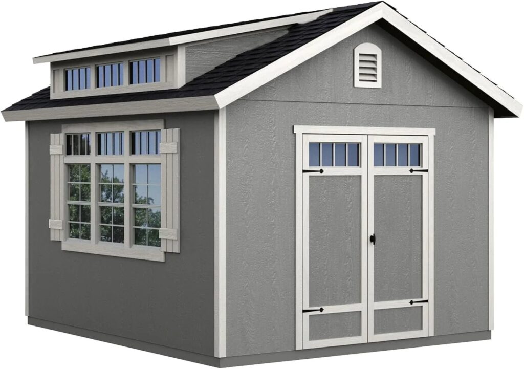 Wood Storage Shed with 10′ Peak and Double Doors
