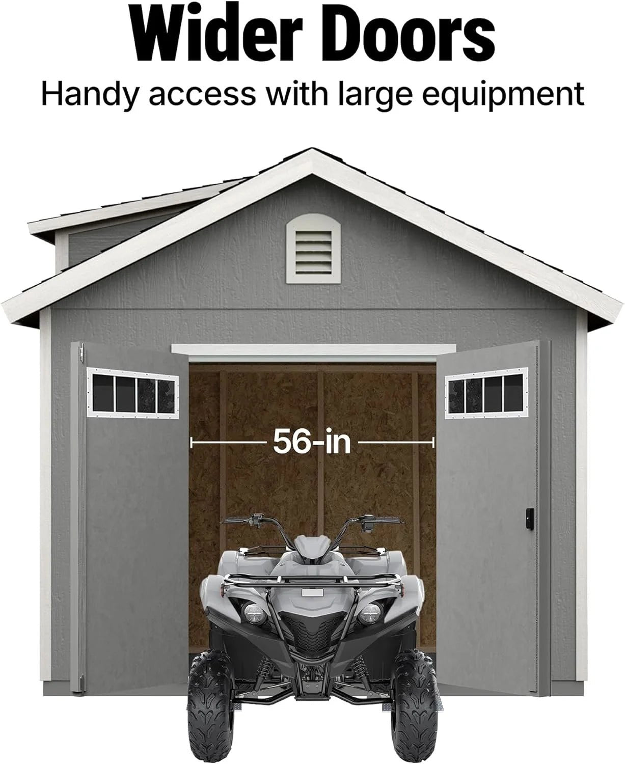 Wood Storage Shed with 10′ Peak and Double Doors - Image 2