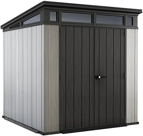 Outdoor Storage Sheds, for House, Patio & Yard, Plastic Resin, Artisan, 7×7 Ft, Gray